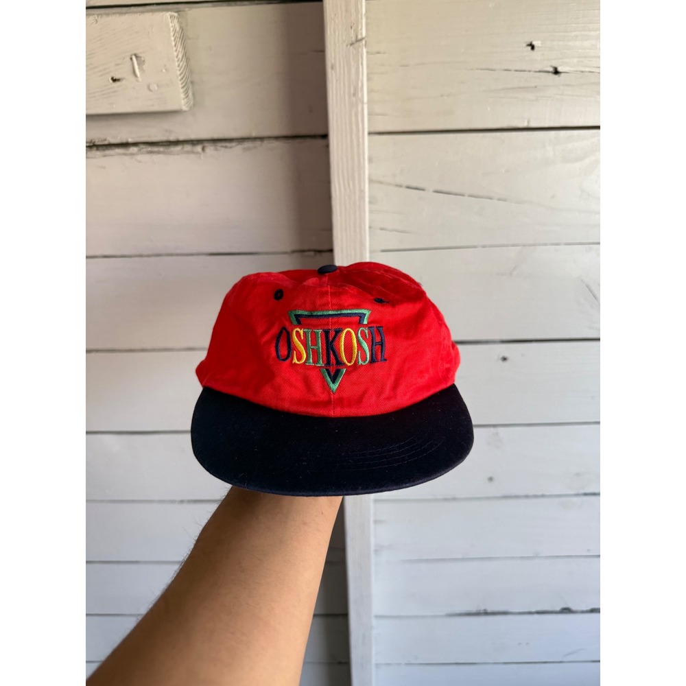 Vintage OshKosh Bgosh Kids Baseball Cap Red Navy Blue Embroidered Hat OSFA
